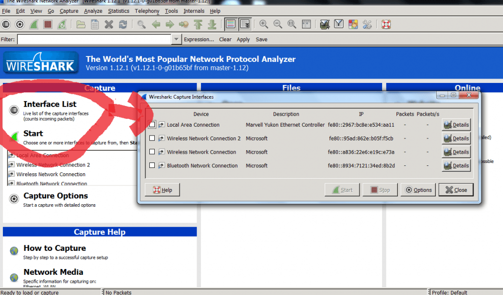 wireshark packet sniffer how to open