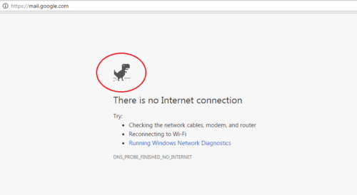 No WiFi Dinosaur game Google Chrome
