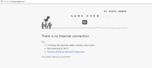 No WiFi Dinosaur game Google Chrome